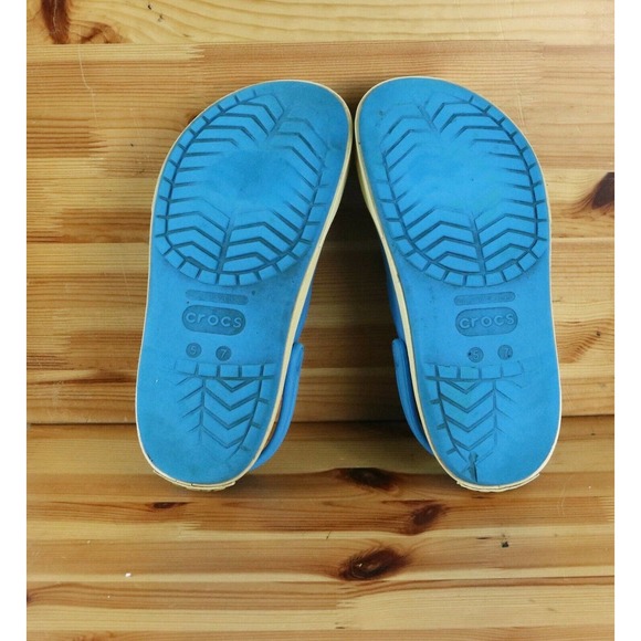 Crocs Crocband Blue Yellow Woman’s Size 7 Clogs Mules - Picture 6 of 6